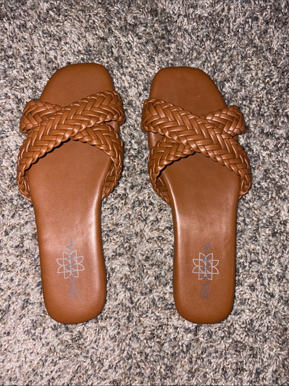 Serra Braided Slide Sandals in Cognac Brown - Picture 3 of 4